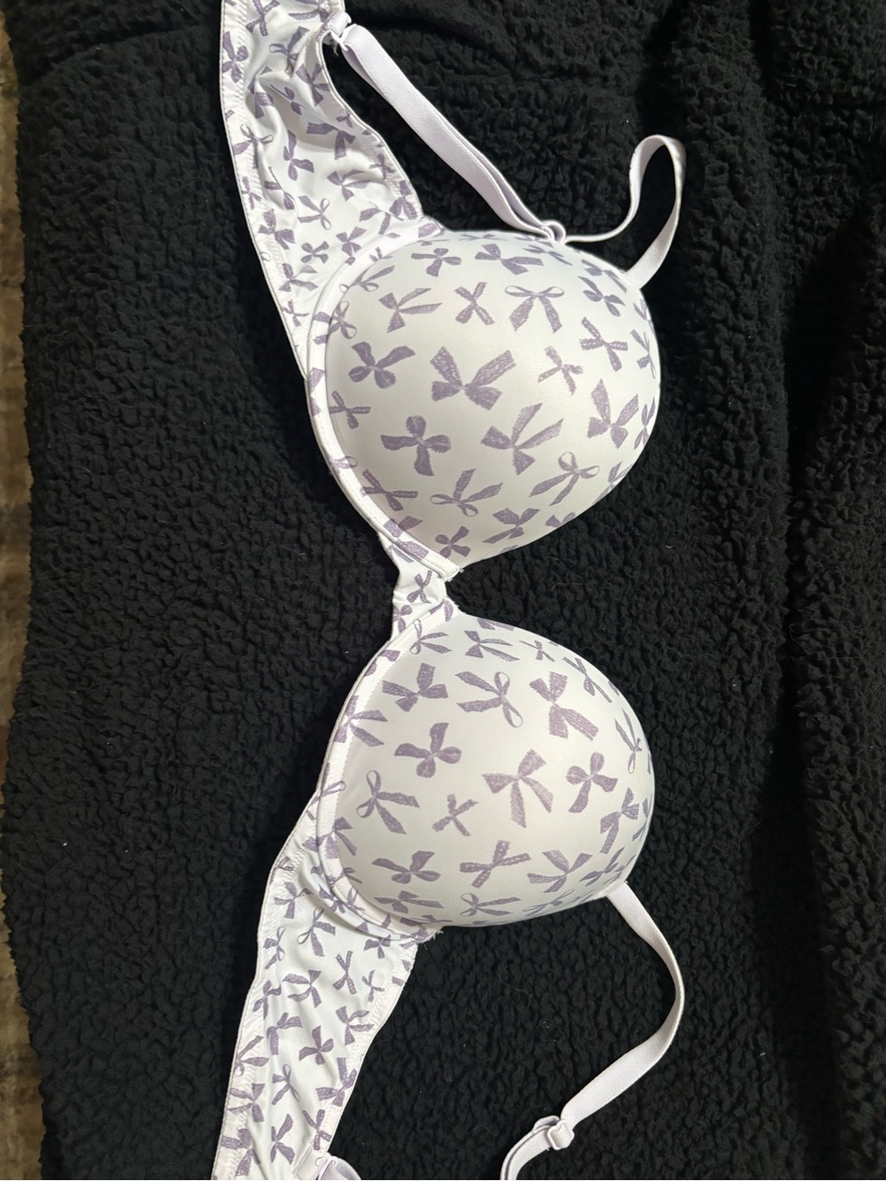 PINK Victoria's Secret White Bra with Lavender Bow Print